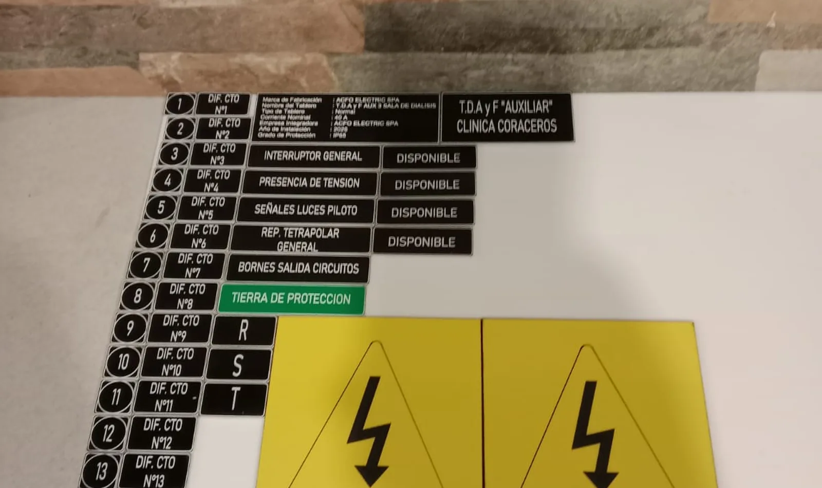 Juego completo de placas Lamicoid para tablero eléctrico